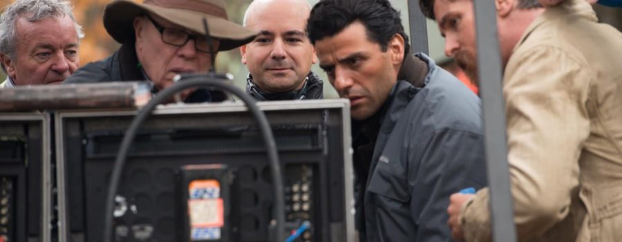 Director Terry George (left), producer Eric Esrailian, and actors Oscar Isaac and Christian Bale on the set of the 2016 film “The Promise.” Photo: Courtesy Eric Esrailian