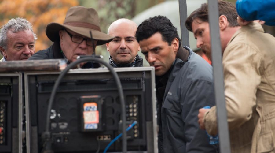 Director Terry George (left), producer Eric Esrailian, and actors Oscar Isaac and Christian Bale on the set of the 2016 film “The Promise.” Photo: Courtesy Eric Esrailian